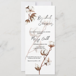 Rustic watercolor cotton Bridal Shower Invitation