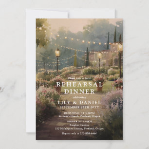 Rustic Watercolor Country Garden Rehearsal Dinner Invitation