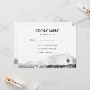 Rustic watercolor country mountain RSVP Invitation