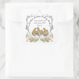 Rustic Watercolor Crest Farmhouse Business Card Square Sticker
