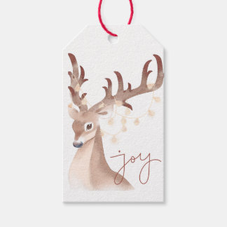 Rustic Watercolor Cute Christmas Deer Holiday Gift Tags