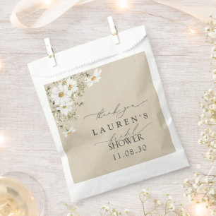 Rustic Watercolor Daisy Bridal Shower Thank You Favour Bag