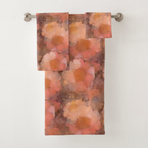 Rustic Watercolor Daisy Floral Pattern Bath Towel Set