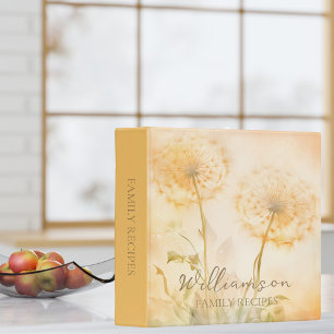 Rustic Watercolor Dandelion Monogram Recipe  Binder