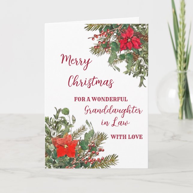 Rustic Watercolor Daughter in Law Christmas Card (Front)