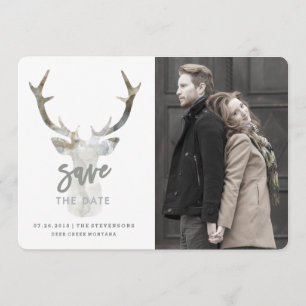 RUSTIC WATERCOLOR DEER SAVE THE DATE