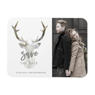 RUSTIC WATERCOLOR DEER SAVE THE DATE MAGNET