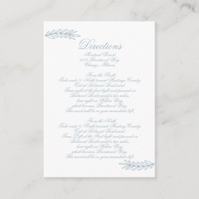 Rustic Watercolor Dusty Blue Nature Leafy Wedding Enclosure Card (Front)