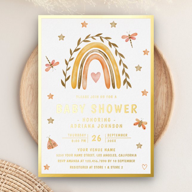 Rustic Watercolor Earthy Rainbow Baby Shower Gold (Creator Uploaded)