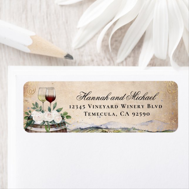 Rustic Watercolor Elegant Vineyard Adresse de reto (En situation)