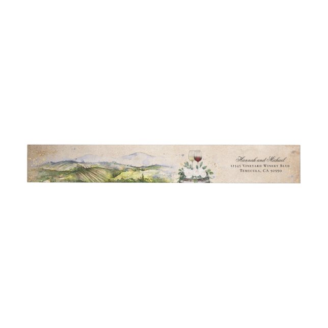 Rustic Watercolor Elegant Vineyard Wrap Around Label (Individual)