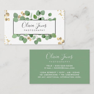 Rustic watercolor eucalyptus boho professional business card