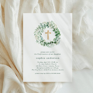Rustic Watercolor Eucalyptus Confirmation Invitation