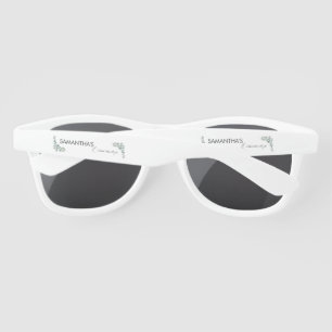 Rustic Watercolor Eucalyptus Greenery Wedding Sunglasses