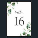 Rustic Watercolor Eucalyptus Greenery Wedding Table Number<br><div class="desc">Designed to coordinate with our Moody Greenery wedding collection,  this customizable Table Numbers Card features watercolor sage green eucalyptus leaves and paired with a stylish script and classy serif font in dark grey. To make advanced changes,  go to "Click to customize further" option under Personalize this template.</div>