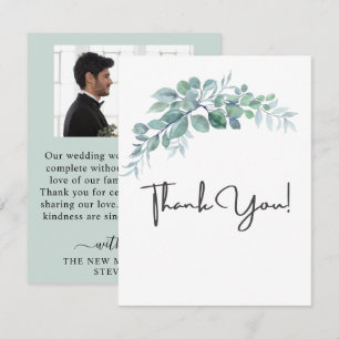 Rustic Watercolor Eucalyptus Greenery Wedding Thank You Card