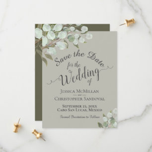 Rustic Watercolor Eucalyptus Leaves Sage Wedding Save The Date