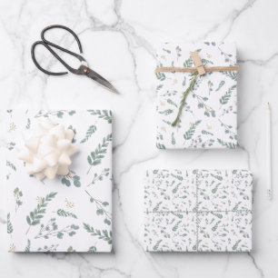 Rustic Watercolor Eucalyptus Leaves Wrapping Paper Sheet