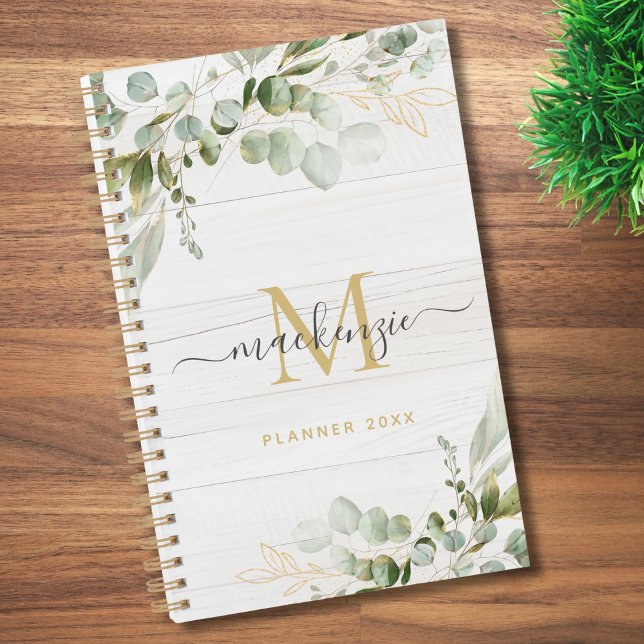 Rustic Watercolor Eucalyptus Monogram Planner (Creator Uploaded)