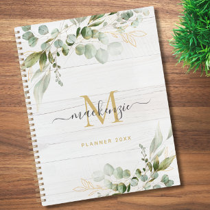 Rustic Watercolor Eucalyptus Monogram Planner