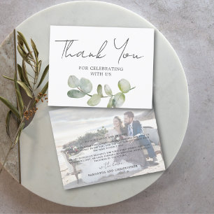 Rustic Watercolor Eucalyptus Wedding Thank You Card
