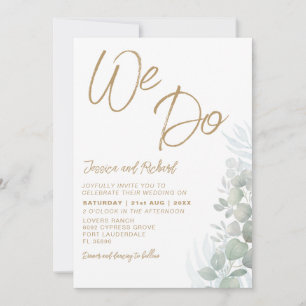 Rustic Watercolor Eucalyputus Sage Green Wedding  Invitation