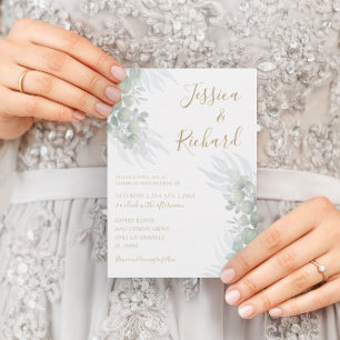 Rustic Watercolor Eucalyputus Sage Green Wedding   Invitation