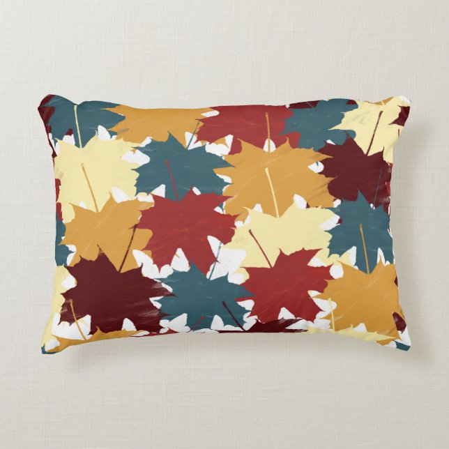 Rustic Watercolor Fall Autumn Leaves Accent Pillow (Front)