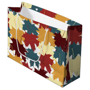 Rustic Watercolor Fall Autumn Leaves  Large Gift Bag