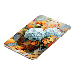 Rustic Watercolor Fall Floral Basket Magnet