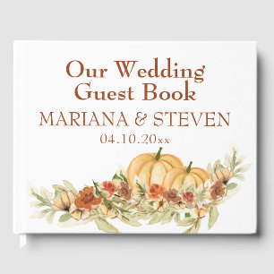 Rustic Watercolor Fall in Love Pumpkin Wedding  Guest Book
