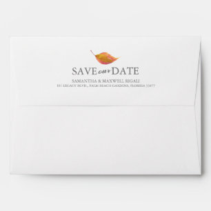 Rustic Watercolor Fall Leaves Return Address Envelope