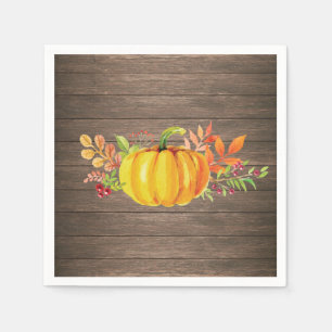 Rustic Watercolor Fall Pumpkin Autumn Napkin