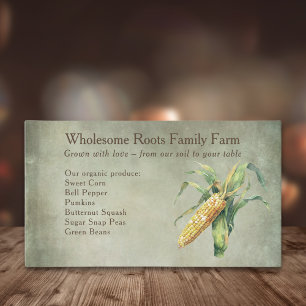 rustic watercolor farmers market, corn farmer business card