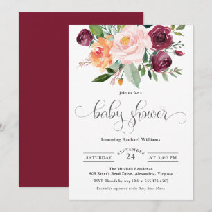 Rustic Watercolor Floral Baby Shower Invitation