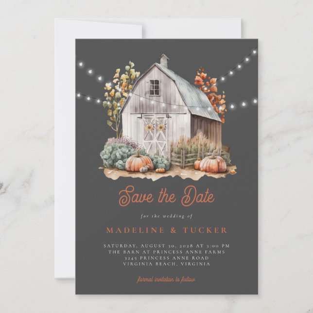 Rustic Watercolor Floral Barn Photo Save the Date  (Front)