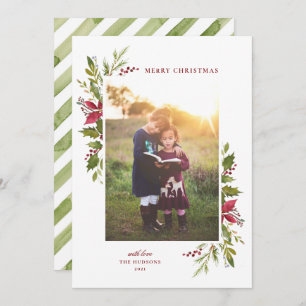 Rustic Watercolor Floral Classic Holiday Card