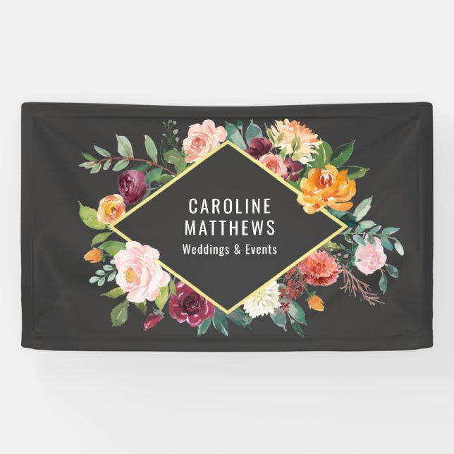 Rustic Watercolor Floral Frame with Your Business Banner (Horizontal)