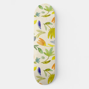 Rustic Watercolor Floral Garden Botanical Skateboard