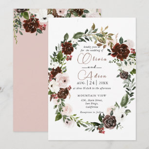 Rustic Watercolor Floral Geometric Wedding   Invitation