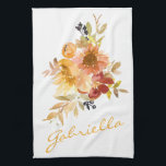 Rustic Watercolor Floral Personalized Script Name Kitchen Towel<br><div class="desc">Add a touch of warmth and elegance to your kitchen with this personalized floral kitchen towel featuring an autumn-inspired watercolor bouquet and custom script name. Perfect for gifting or sprucing up your own space, it combines beauty and functionality to enhance everyday moments. This towel is ideal for anyone who appreciates...</div>