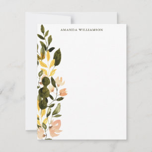 Rustic Watercolor Floral Personalized Stationery Card