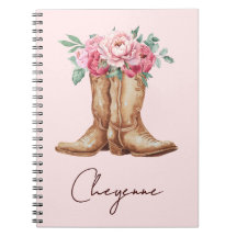Rustic Watercolor Floral Pink Cowgirl Personalized