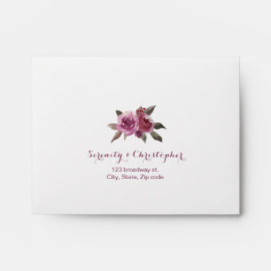 Rustic watercolor floral RSVP envelope lace liner