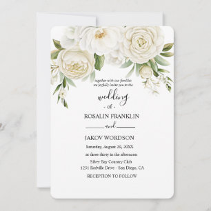 rustic watercolor floral wedding invitation