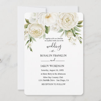 rustic watercolor floral wedding  invitation
