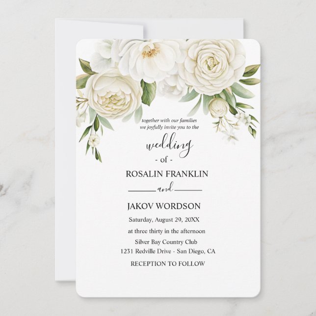 rustic watercolor floral wedding  invitation (Front)