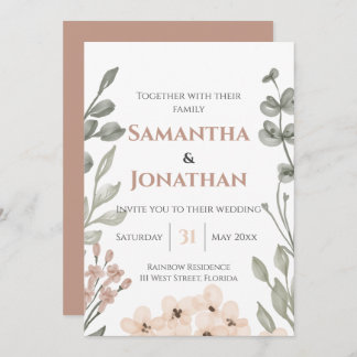 Rustic Watercolor Floral Wedding Invitation