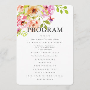 Rustic Watercolor Floral Wedding Program
