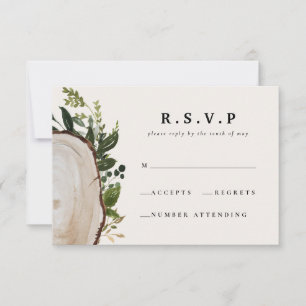 Rustic watercolor floral wedding R.S.V.P RSVP Card